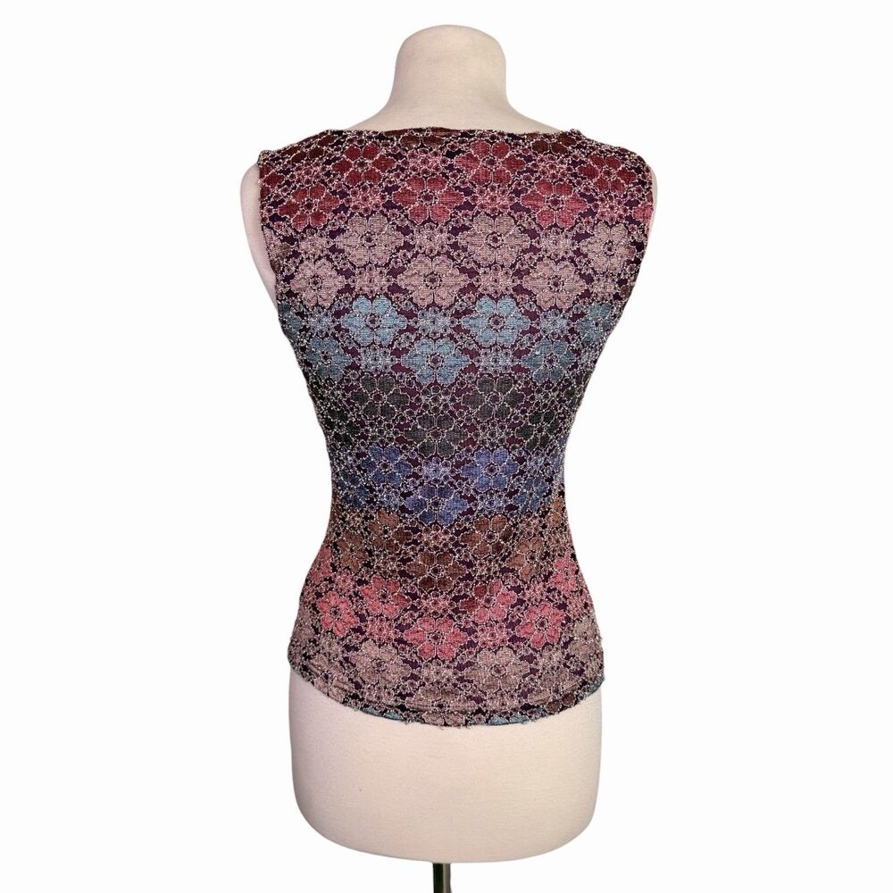 VTG No Boundaries Y2K Floral Knit Boat Neck Tank Top 90s Whimsigoth Grunge Small - Picture 6 of 15